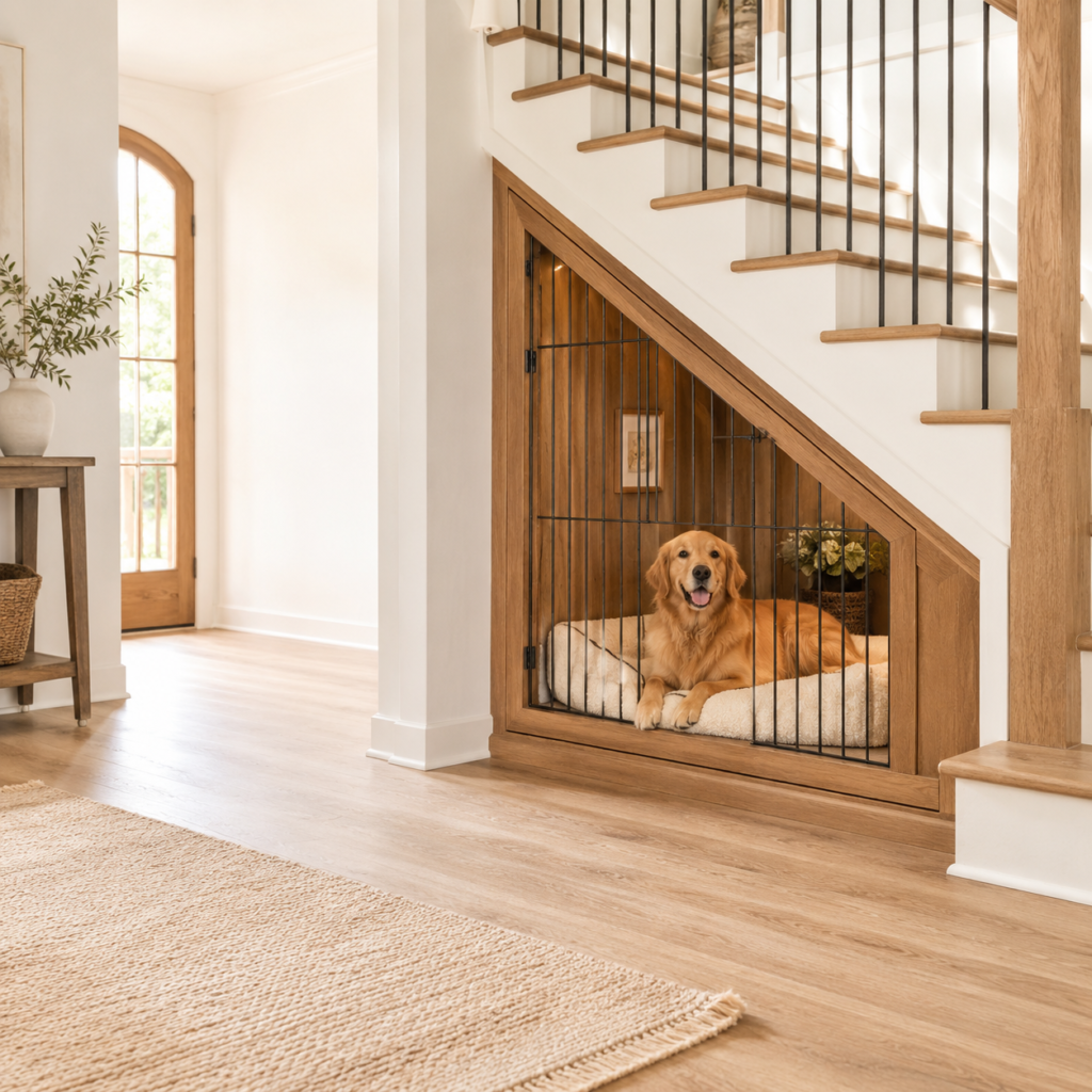 Under-Stairs Built-In Dog Crate Pin